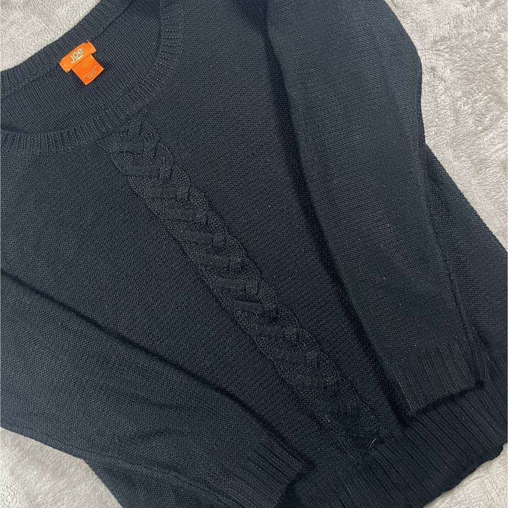 Women's Sweater Sz Large Black Fisherman Y2K Chunky Cable Knit